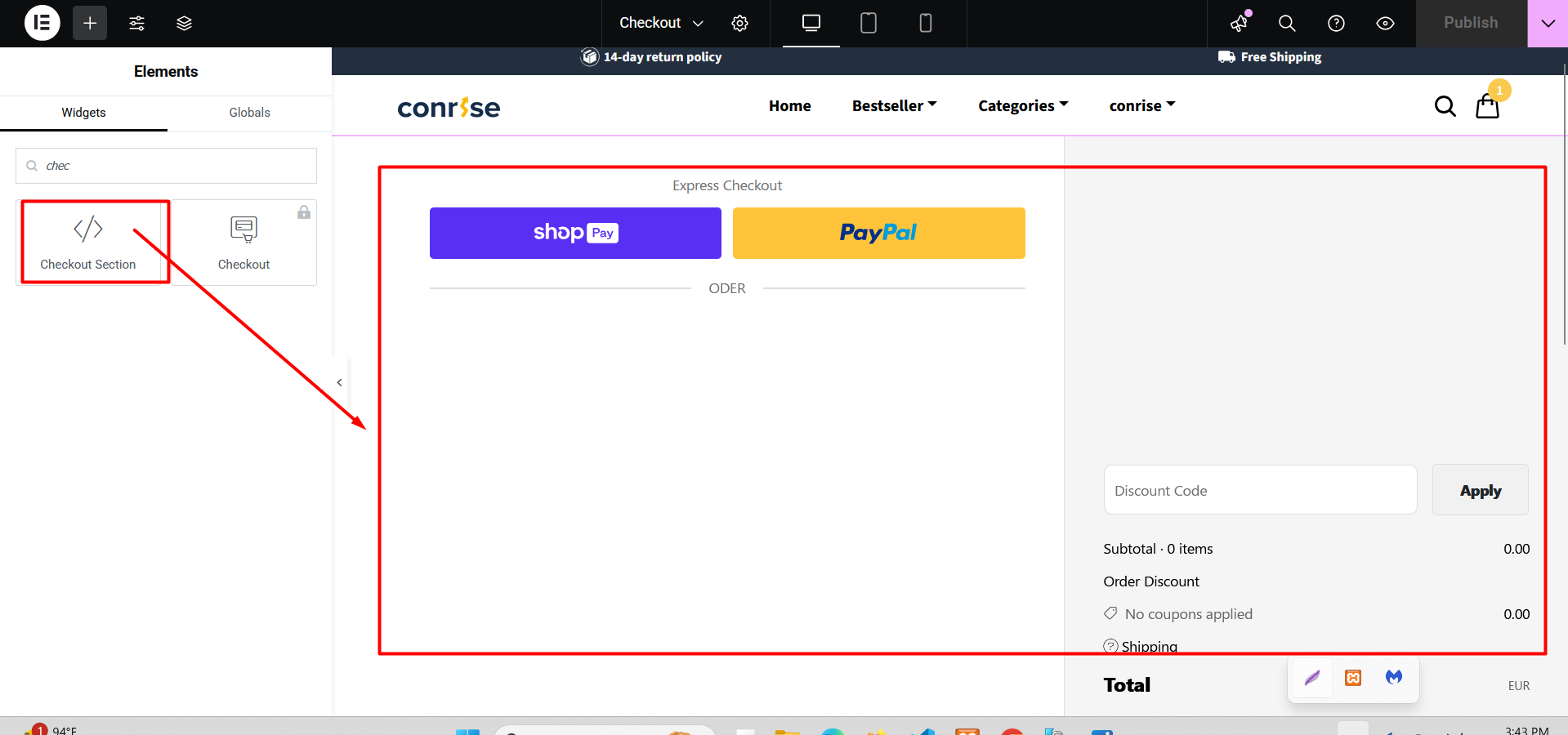 Checkout Widget