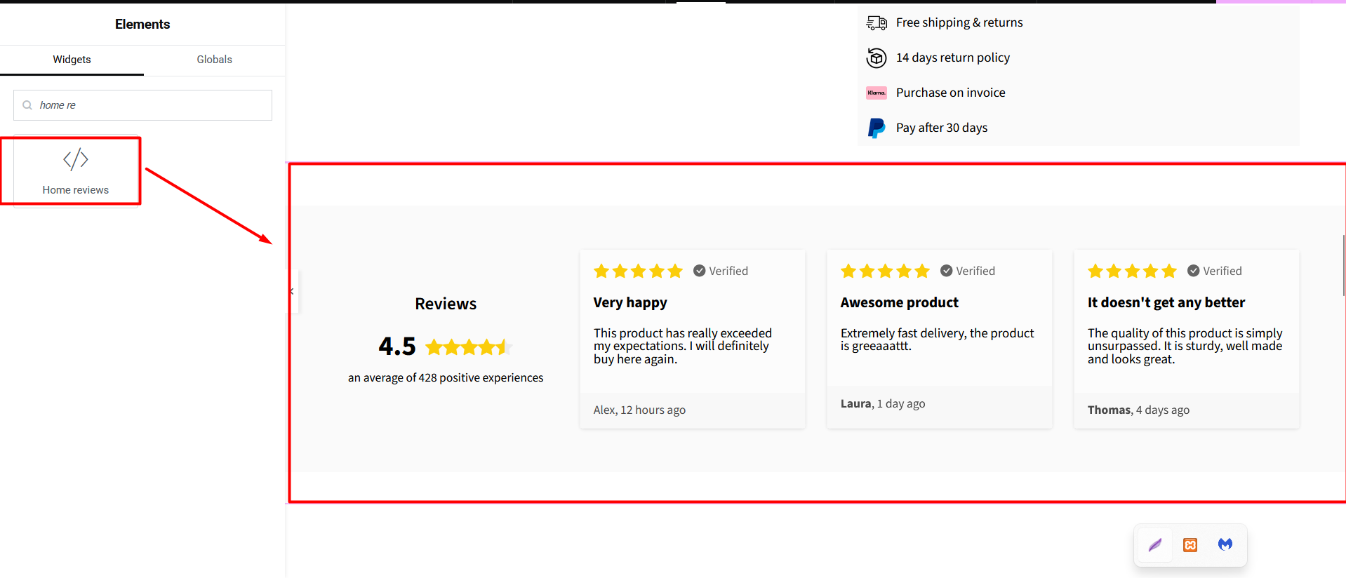 Home Reviews Widget